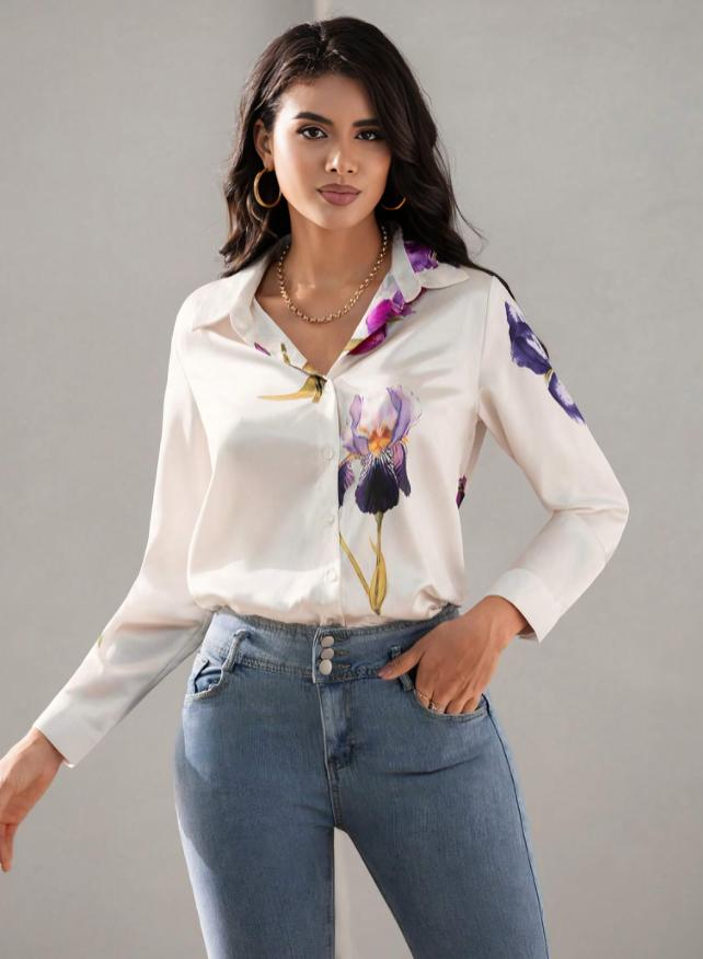 Aveloria Elegant Floral Button-Up Shirt