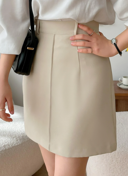 Effortless Elegance Solid Color Straight Skirt